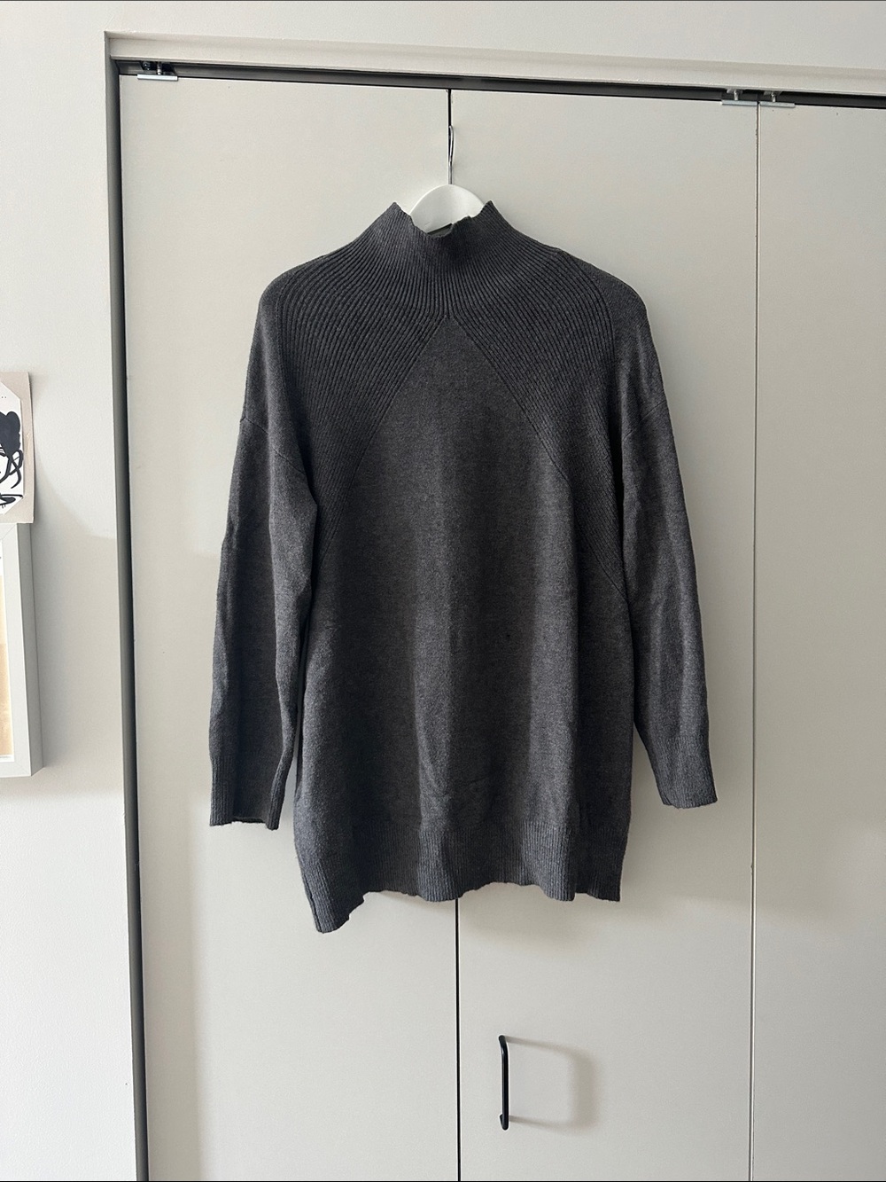 Charcoal Mock Neck Knit Sweater